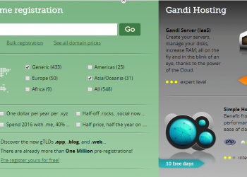 Gandi đang khuyến mãi Domain giá 1$ 2
