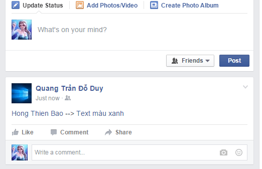 Tut Write blue text on Facebook