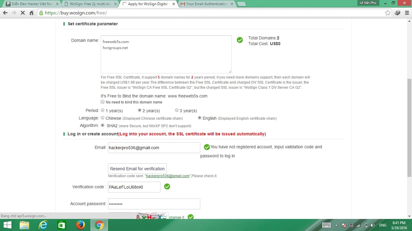 Instructions to register SSL for Free Website 3 years (Hosting)