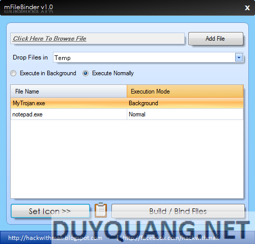 MFileBinder – Tool Inject Virus into Exe file