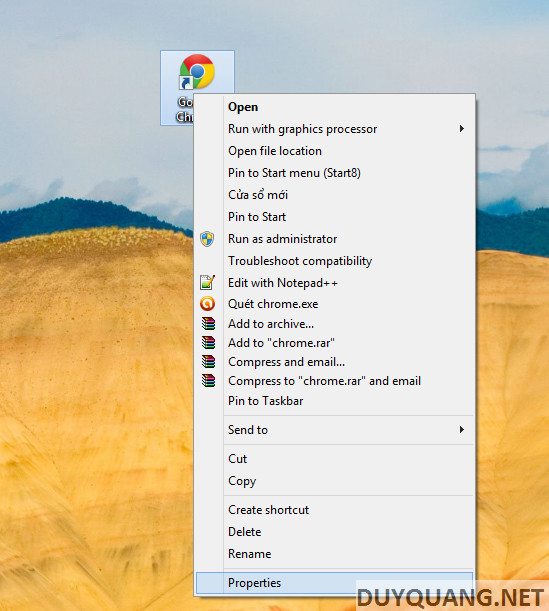 How to Open Properties of Google Chrome