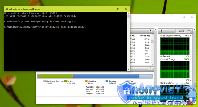 Dung lượng Modified Page File trước khi thực thi lệnh.