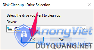 Select the Windows 10 installation drive in the Drives section and then press the OK button