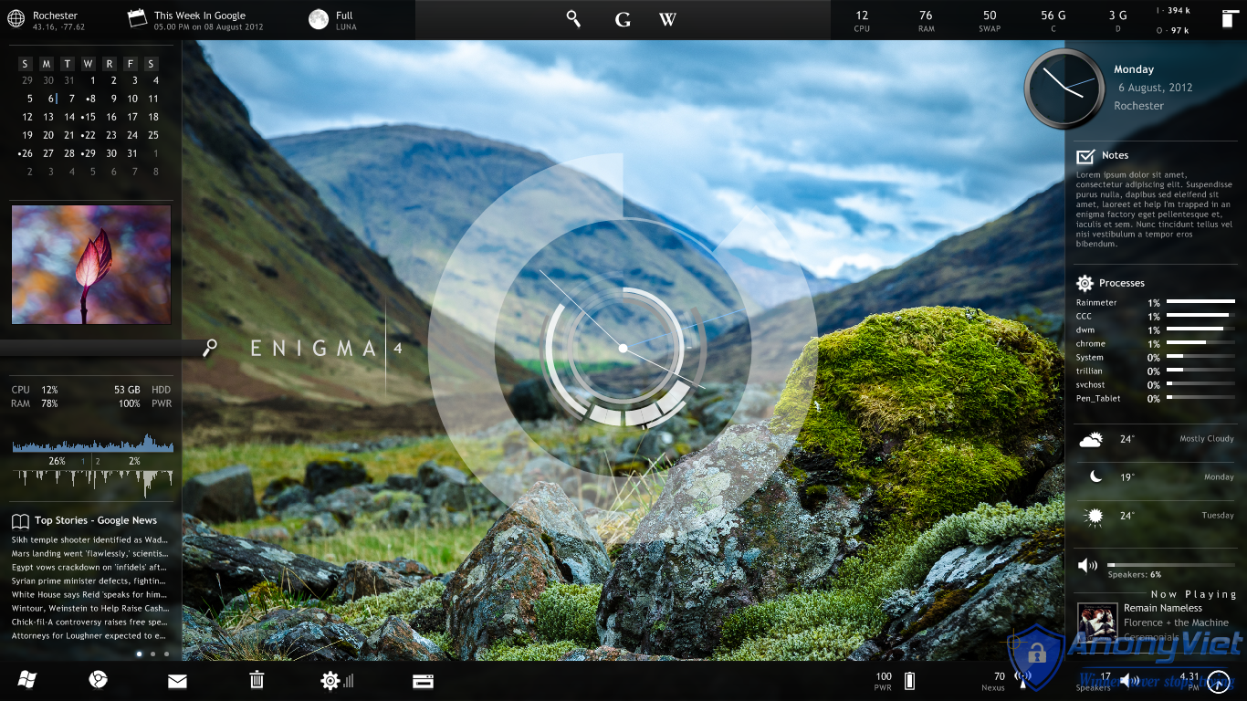 Instructions to customize the Windows interface with Rainmeter