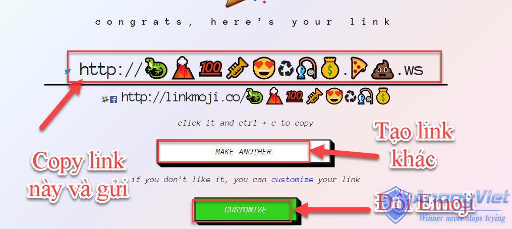 Biển đổi link nhàm chán thành link sinh động emoji