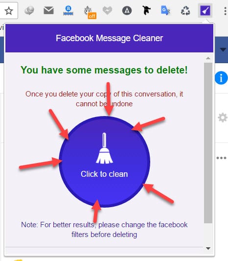 Delete all Facebook messages with 1 click 8
