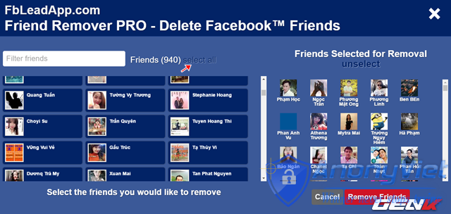 Xóa tất cả bạn bè Facebook trong 2s