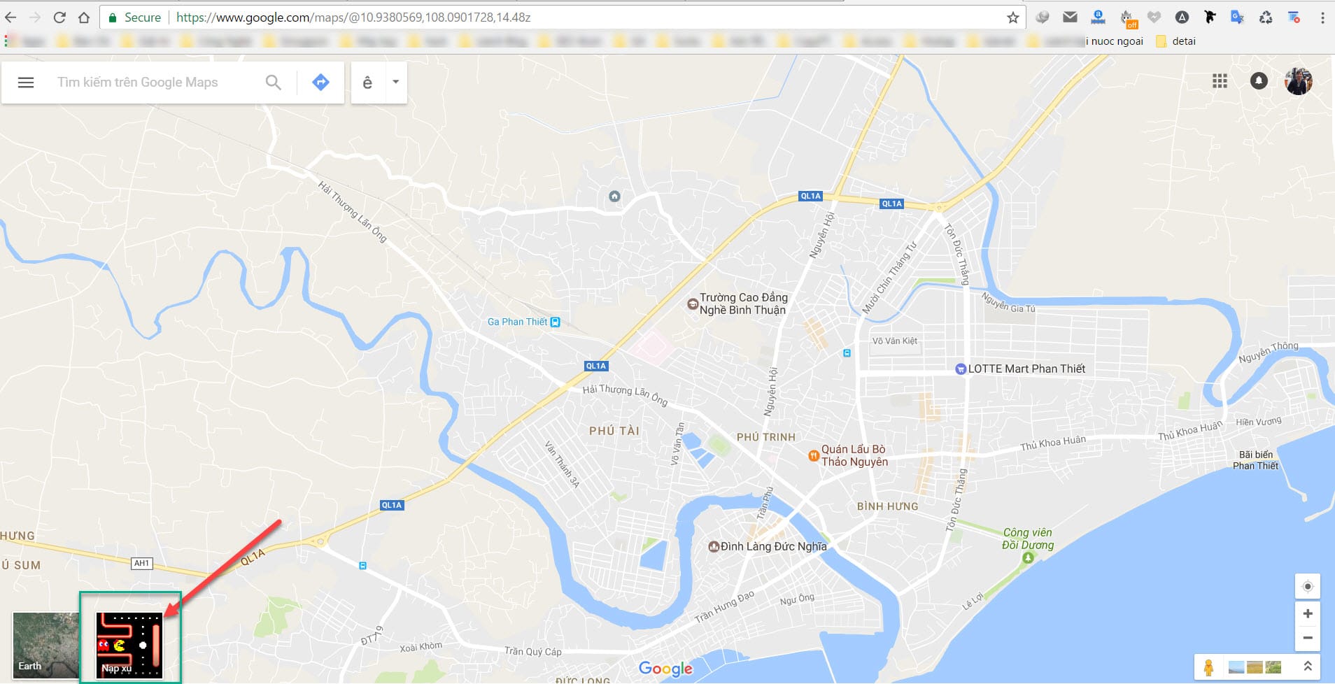 Chơi PacMan ngay trên bản đồ Google Map
