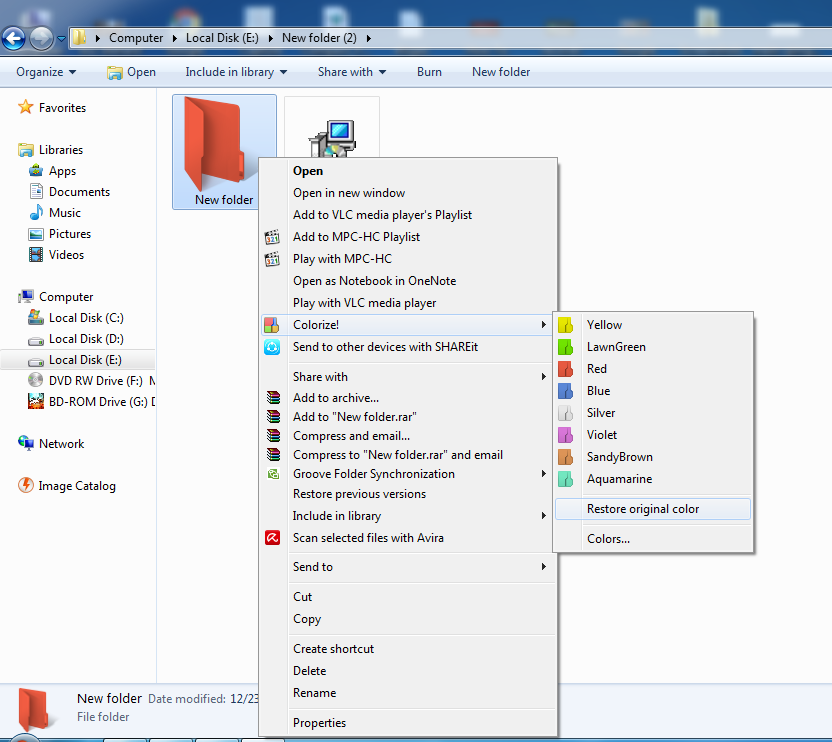 Change the Color of an Item In Windows