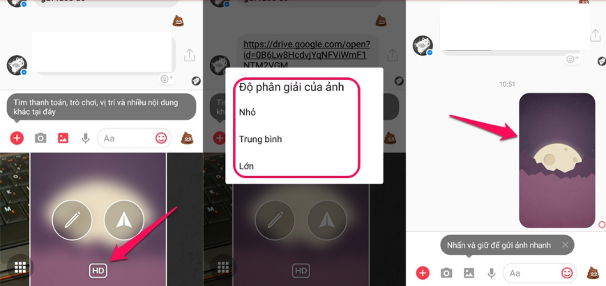 Messenger cho phép gửi ảnh HD   Chất Lượng Cao