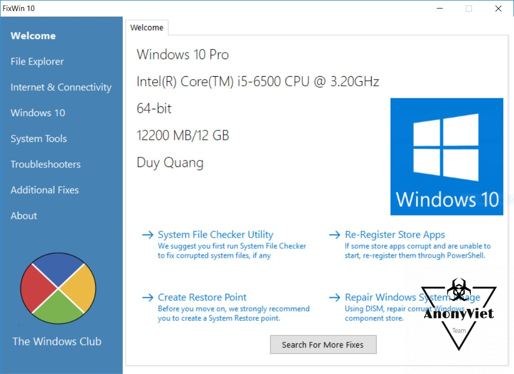 FixWin Extremely good Windows 10 repair tool