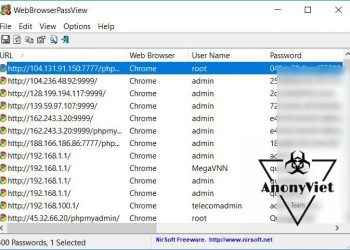 Tool lấy mật khẩu đã lưu trên trình duyệt WebBrowserPassView 1