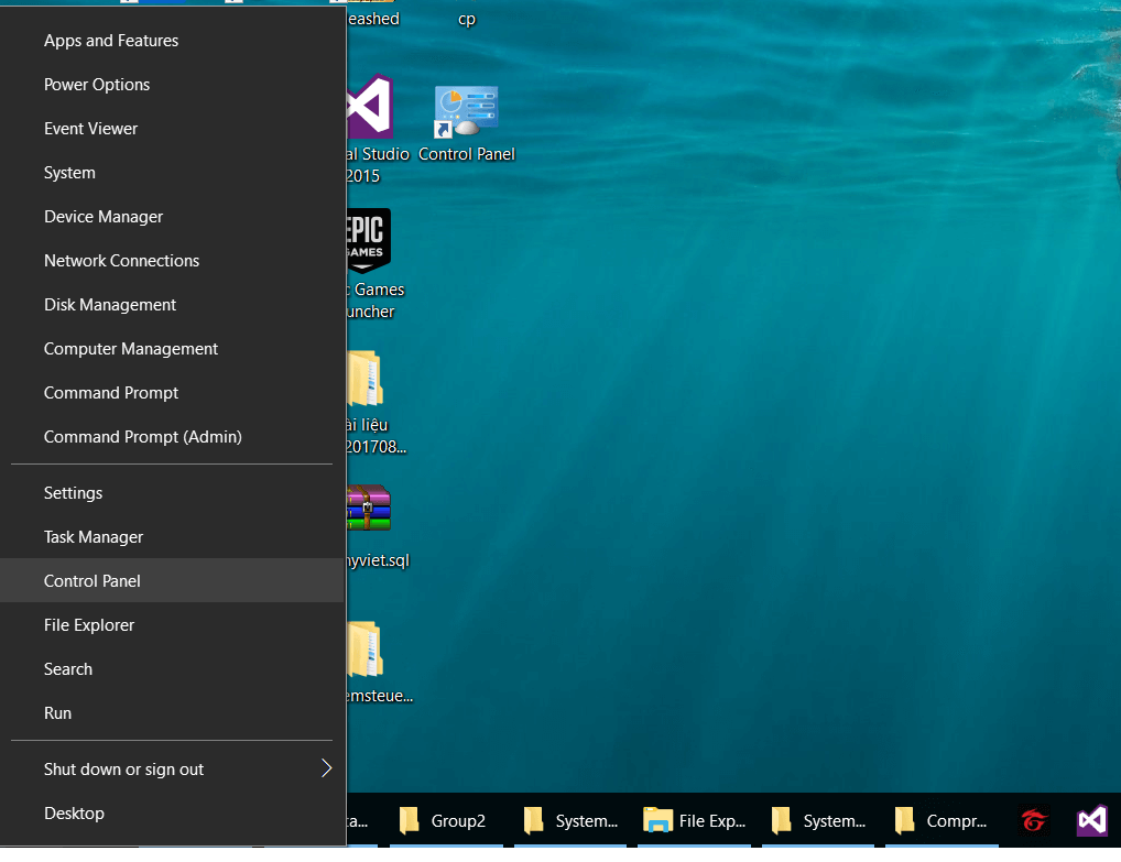 Instructions to put Control Panel in the Windows X menu on Windows 10