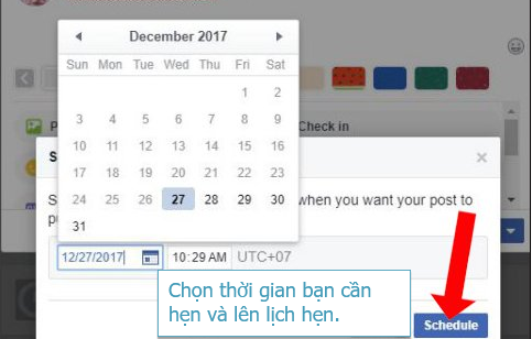 Instructions to schedule posting status on Facebook