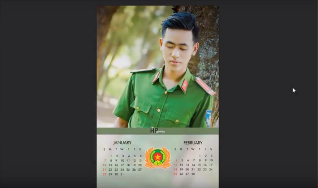 Share for free PSD and how to make the 2018 police New Year calendar