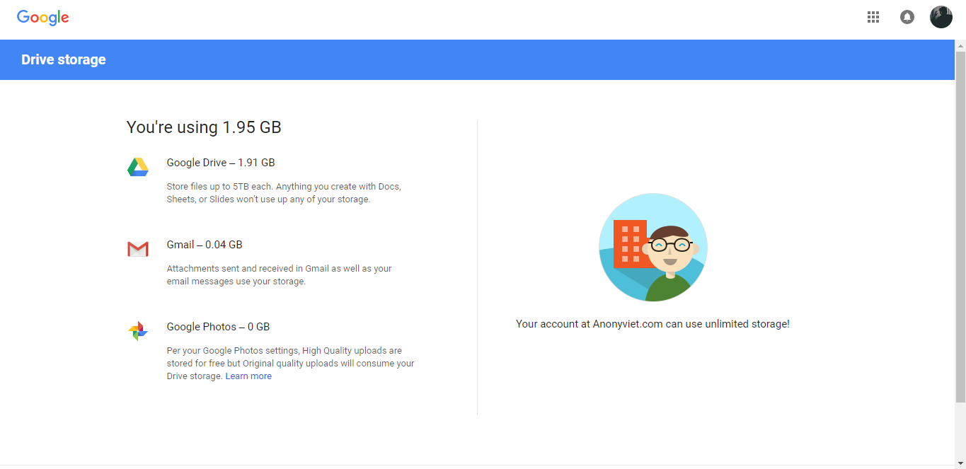 How to sign up for unlimited Google Drive