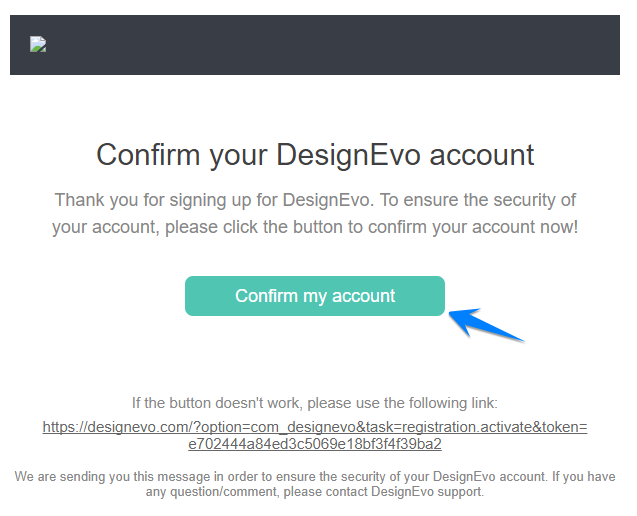 Mail xác nhận DesignEvo Logo 