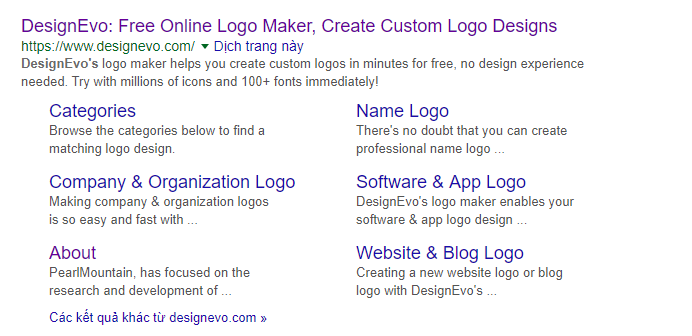 DesignEvo design logo on Google