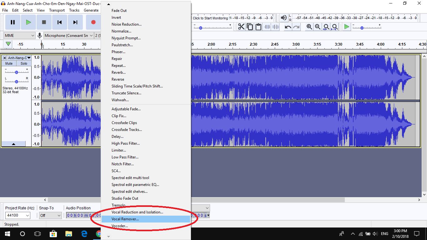 Cách tách beat từ bài hát có lời bằng Audacity