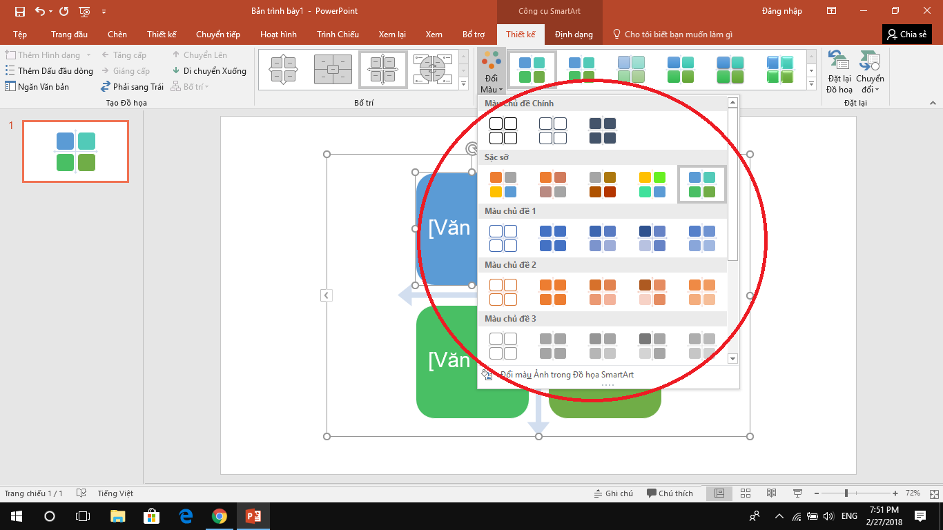 Instructions for using SmartArt to create charts on PowerPoint 15