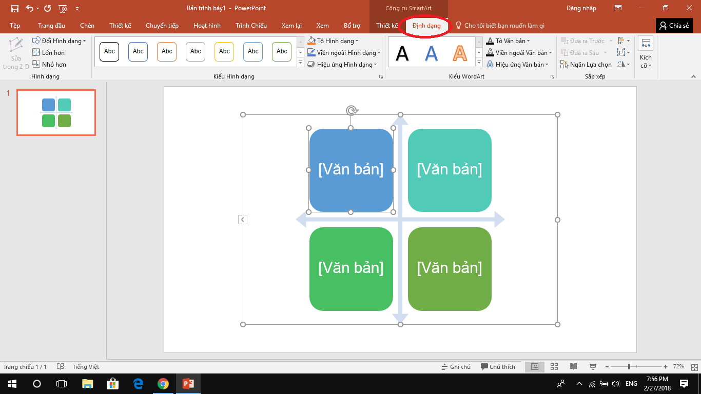 Instructions for using SmartArt to create charts on PowerPoint 17