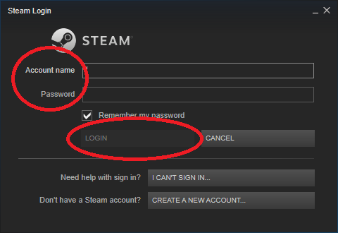 Instructions to download and register Steam to play copyrighted games