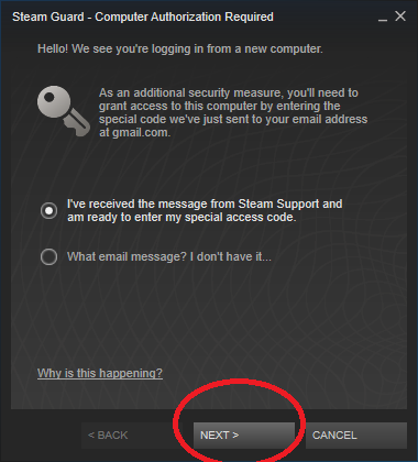 Instructions to download and register Steam to play copyrighted games