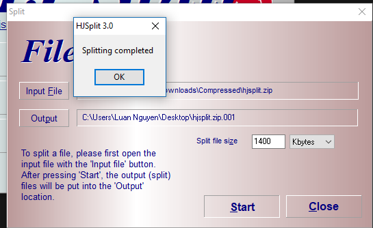 Cách cắt, ghép File đơn giản bằng phần mềm HJsplit 10