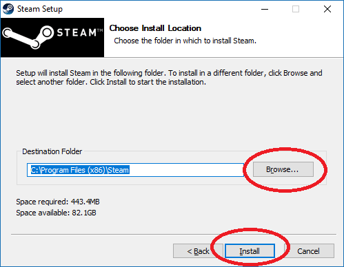 Instructions to download and register Steam to play copyrighted games