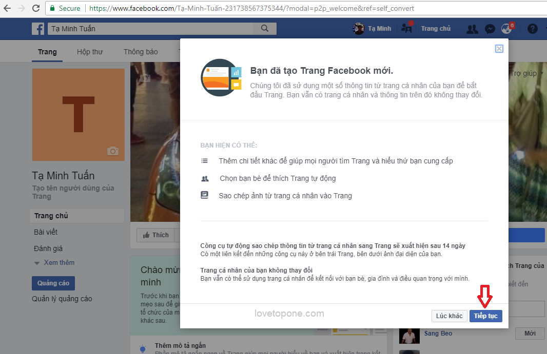 Cách tạo mới Facebook cá nhân thành Fanpage mới nhất 8