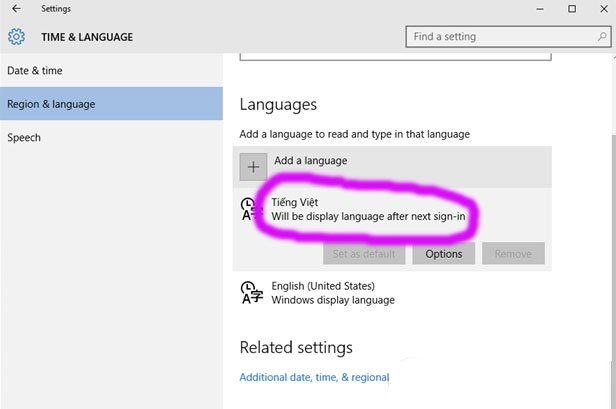 Hướng dẫn đổi ngôn ngữ Windows 10 sang tiếng Việt