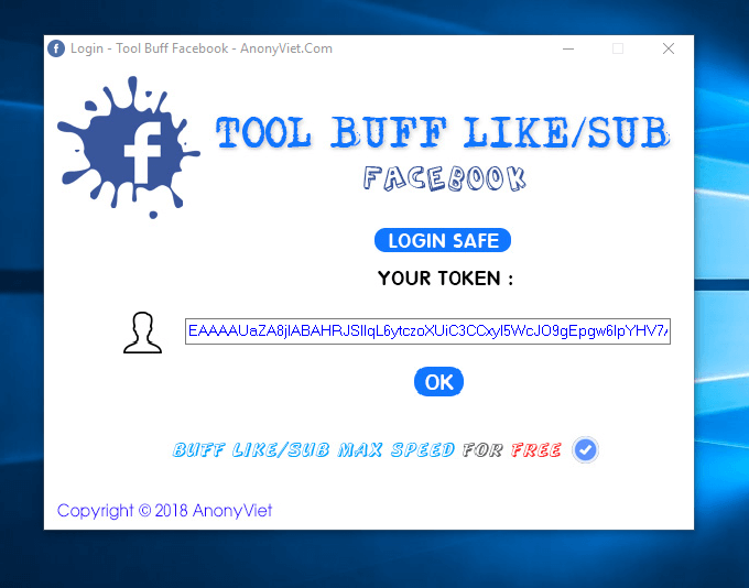Tool RIP Facebook nick 5s with Fake Buff Like Sub token