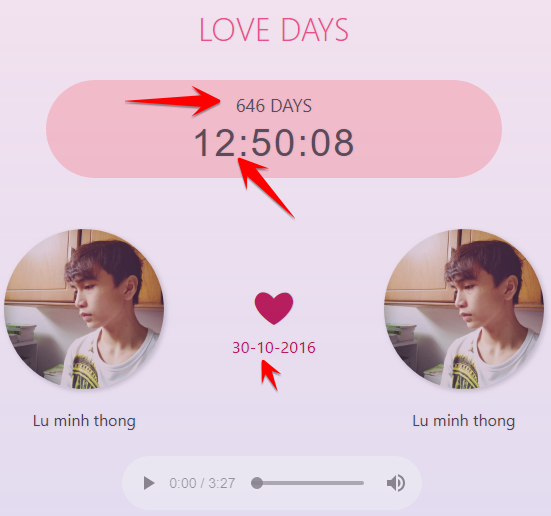 Hướng dẫn tự làm website đếm ngày yêu nhau cực dễ thương 24