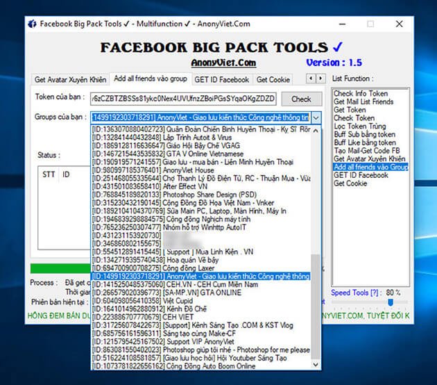 Facebook Big Pack Tools Version 1.6 by AnonyViet