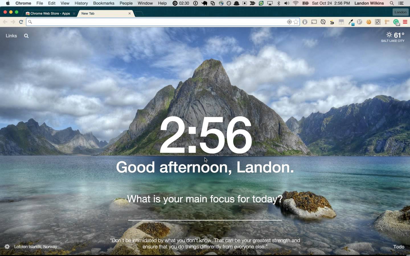 Using momentum to create a idle screen on Google Chrome