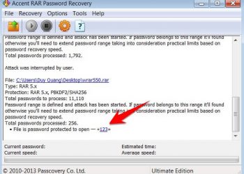 ACCENT RAR PASSWORD RECOVERY - Crack Password Winrar với vài bước đơn giản 1