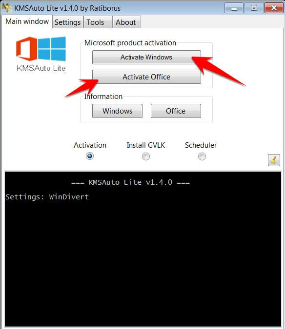 KMSAuto Lite 1.4.0.0 License activation for Windows 10 and Office 2016