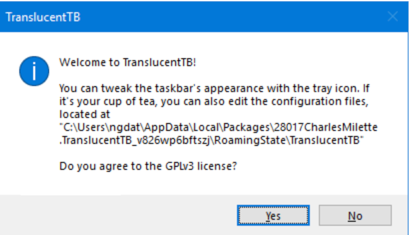 Instructions on how to make the Taskbar transparent on Windows 10