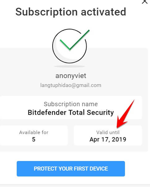 license Bitdefender Total Security 2019