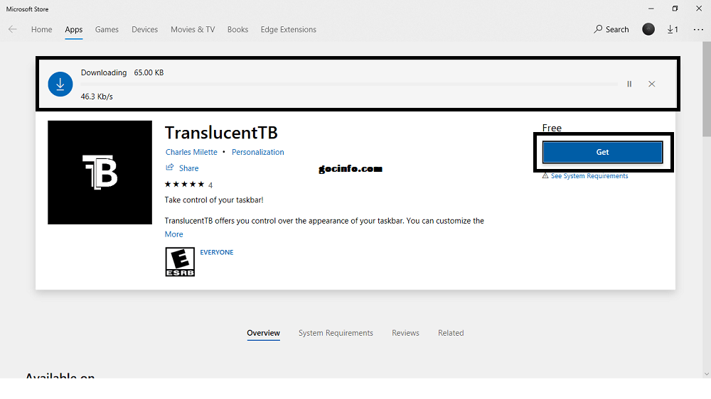 Instructions on how to make the Taskbar transparent on Windows 10 10
