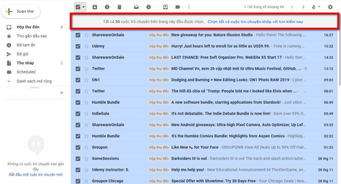 Instructions for deleting unread mail in Gmail very quickly