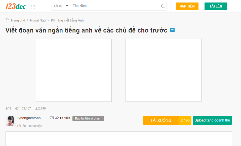 Cách Download tài liệu miễn phí từ 123doc.org, tailieu.vn, luanvan.net.vn