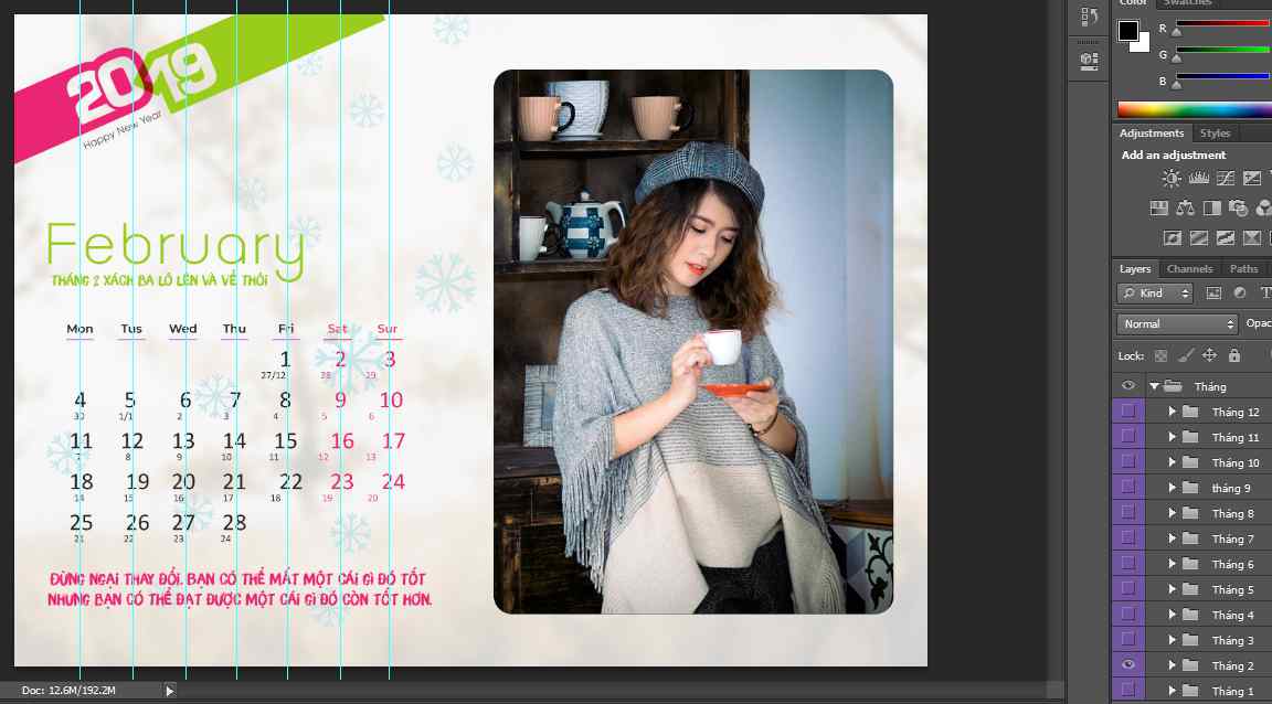 Share for free the beautiful 2019 Tet calendar Photoshop file 18