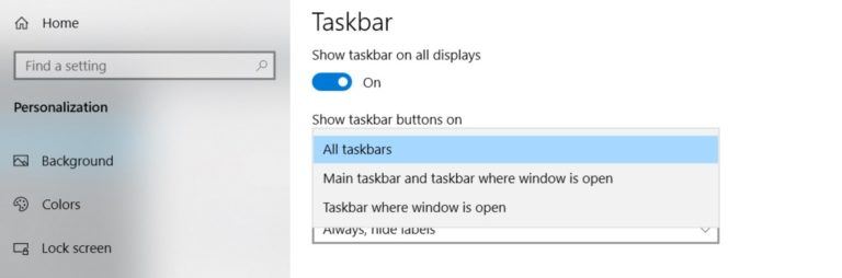 hide taskbar 2 monitors