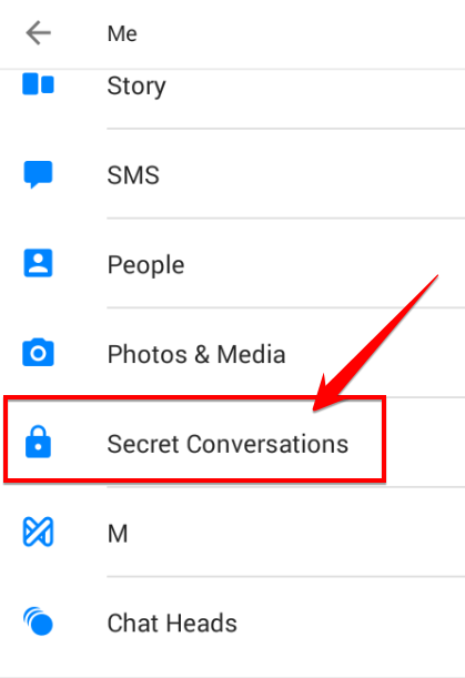 Chọn mục Secret Conversations