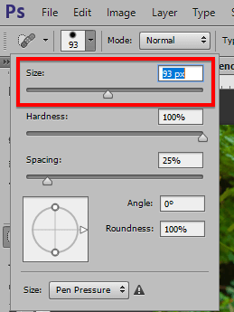 Adjust brush size