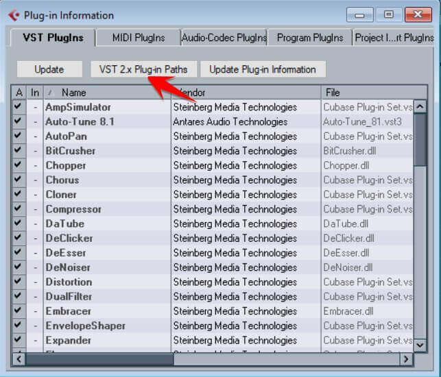 VST 2x Plug-in Paths