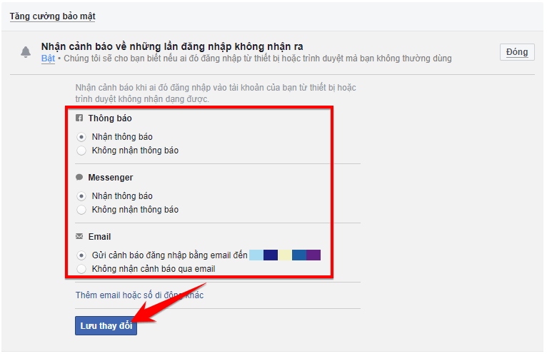 choose your own about the Facebook login warning message and press Save Changes