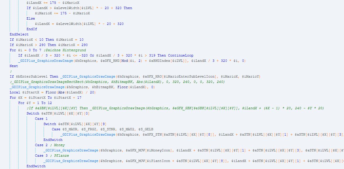 Demo of mario game source code written in autoit