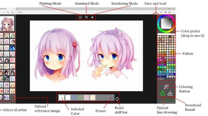 Style2paints Website automatically colors drawings with AI
